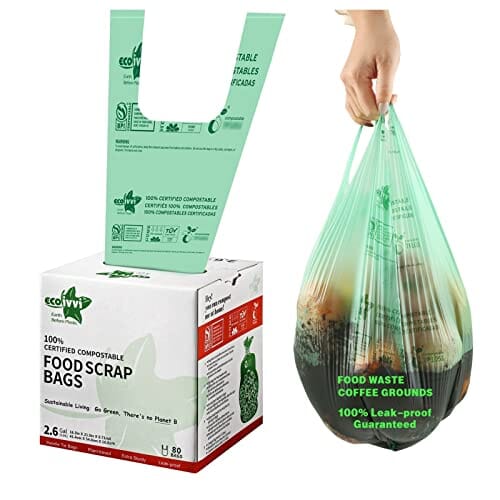 Buy Ecoivvi Small Compost Bags with handles, 2.6 Gallon up to 3 Gallon, 80 Count, Extra Thick 0.